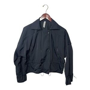 Athleta Acadia Jacket Women SP‎ Black Bungee Adjustable Water Repellent